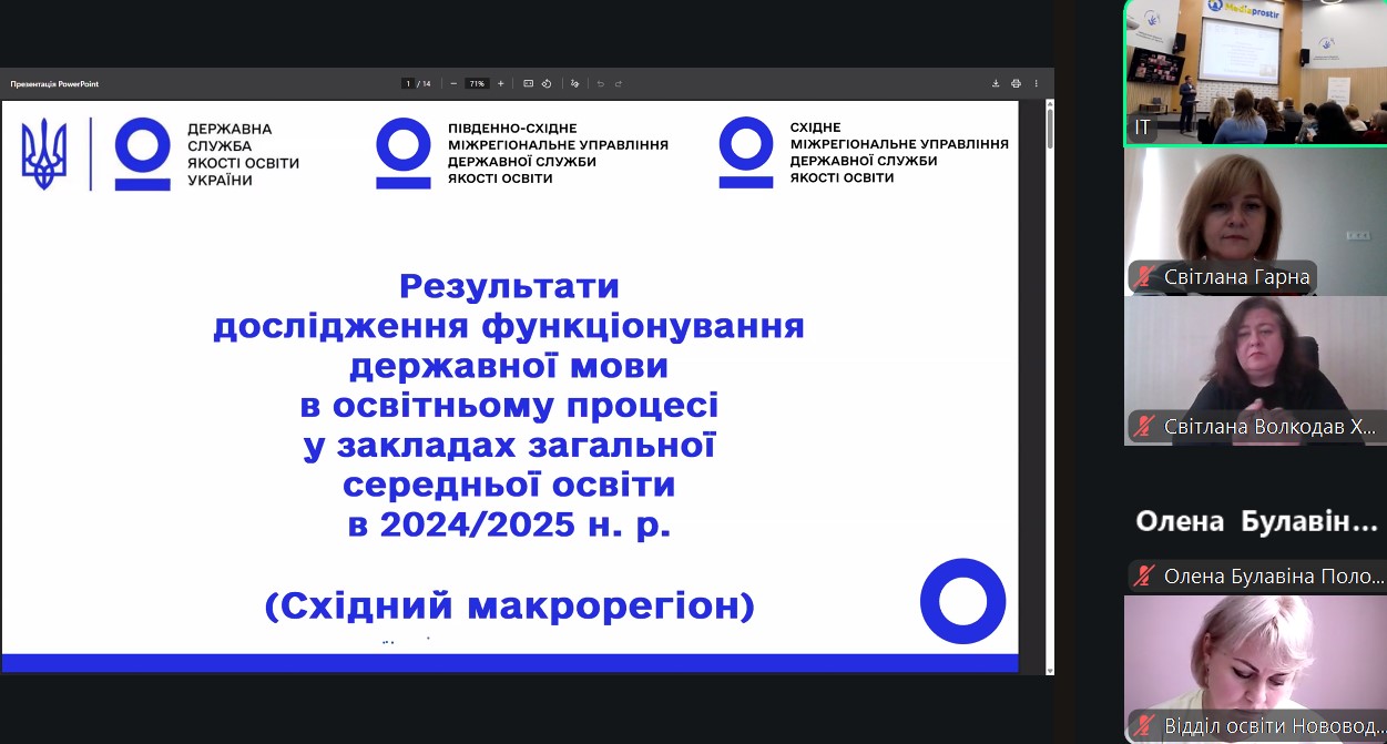 Презентація результатів моніторингового дослідження щодо забезпечення функціонування державної мови у Східному макрорегіоні